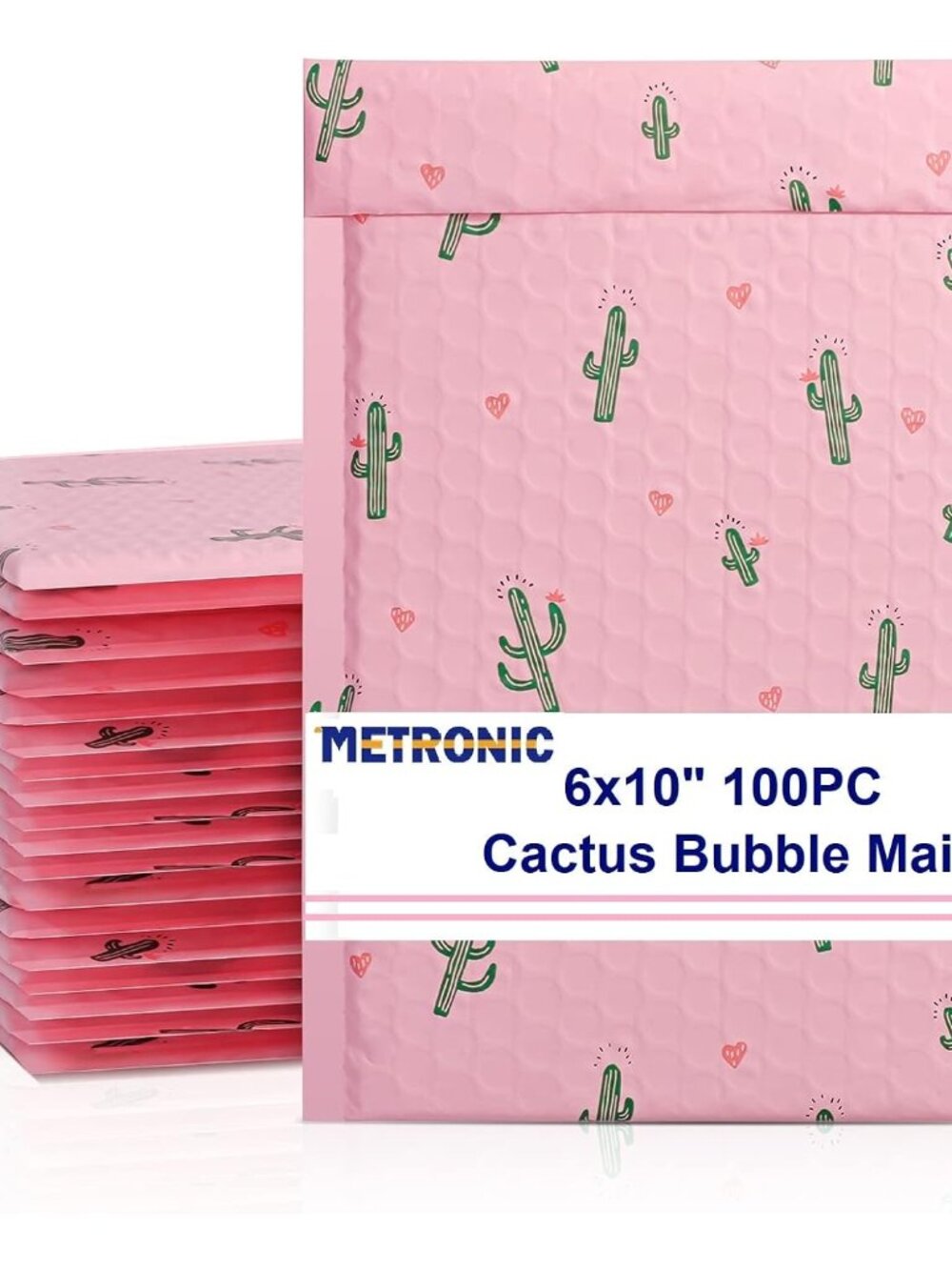 Cute Bubble Mailers 6x10 Inch 100Pack Cactus Padded Envelopes Pink
